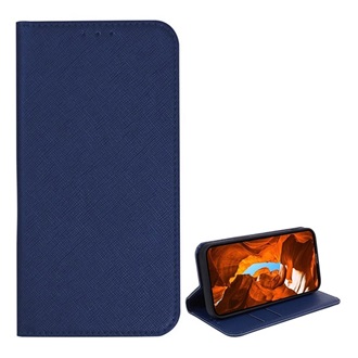 T Phone 2 5G Gigapack Tok álló, bőr hatású FLIP, textil hatás, SÖTÉTKÉK