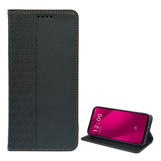T Phone 2 Pro 5G Gigapack Tok álló, bőr hatású FLIP, lóhere, FEKETE