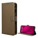 T Phone 2 Pro 5G Gigapack Tok álló, bőr hatású FLIP, rombusz + kézpánt, BARNA