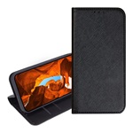 T Phone 2 Pro 5G Gigapack Tok álló, bőr hatású FLIP, textil hatás, FEKETE