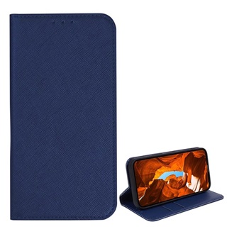 T Phone 2 Pro 5G Gigapack Tok álló, bőr hatású FLIP, textil hatás, SÖTÉTKÉK