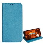 T Phone 2 Pro 5G Gigapack Tok álló, bőr hatású FLIP, textil hatás, VILÁGOSKÉK