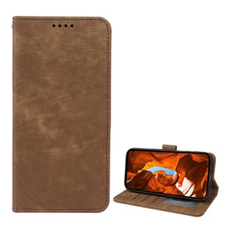 T Phone 3 5G GIGAPACK Tok álló, bőr hatású FLIP, csíkos minta, BARNA