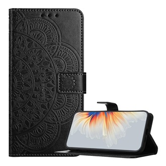 T Phone 3 5G GIGAPACK Tok álló, bőr hatású FLIP, mandala, FEKETE