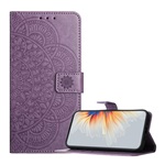 T Phone 3 5G GIGAPACK Tok álló, bőr hatású FLIP, mandala, LILA