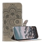 T Phone 3 5G GIGAPACK Tok álló, bőr hatású FLIP, mandala, SÖTÉTSZÜRKE