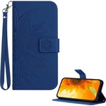 T Phone 3 5G GIGAPACK Tok álló, bőr hatású FLIP, napraforgó minta, VILÁGOSKÉK