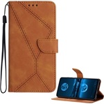 T Phone 3 5G GIGAPACK Tok álló, bőr hatású FLIP, varrás minta + kézpánt, BARNA