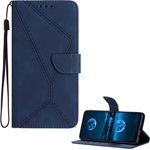 T Phone 3 5G GIGAPACK Tok álló, bőr hatású FLIP, varrás minta + kézpánt, SÖTÉTKÉK