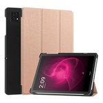 T Tablet 5G ( 2023 ) Gigapack Tok álló, bőr hatású aktív FLIP, asztali tartó, ROZÉARANY