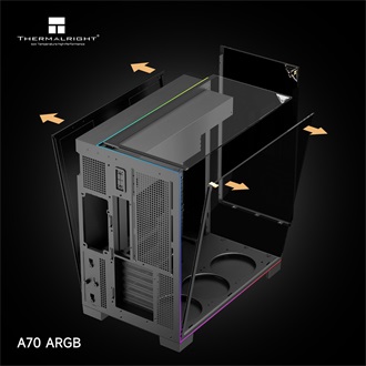 Thermalright A70 ARGB táp nélküli ablakos Mid Tower számítógépház fekete