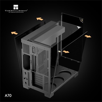 Thermalright A70 táp nélküli ablakos Mid Tower számítógépház fekete