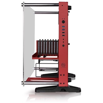 Thermaltake Core P3 Tempered Glass Red Edition táp nélküli ablakos Mid Tower számítógépház piros