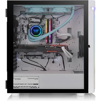 Thermaltake H590 TG ARGB Snow táp nélküli ablakos Full Tower számítógépház fehér (Bontott!)