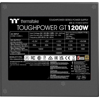 Thermaltake Toughpower GT ATX desktop tápegység 1200W 80+ Gold BOX