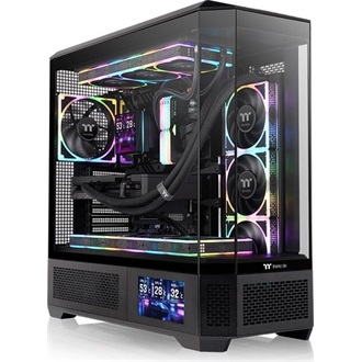 Thermaltake View 600 TG táp nélküli ablakos Full Tower számítógépház fekete 6"-os LCD kijelzővel