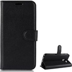 Tok álló, bőr hatású (FLIP, oldalra nyíló, asztali tartó, prémium) FEKETE