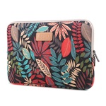 Tok álló, textil (ütésálló belső réteg, cipzáras, univerzális, 10" méret, színes levél) FEKETE