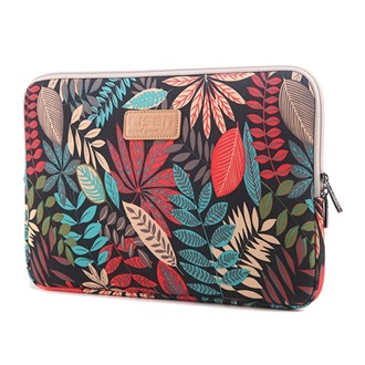 Tok álló, textil (ütésálló belső réteg, cipzáras, univerzális, 10" méret, színes levél) FEKETE