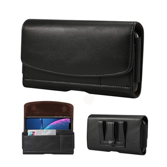 Tok fekvő, bőr hatású (univerzális, övre fűzhető, övcsipesz, 5.8" méret) FEKETE