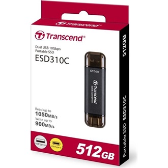 Transcend ESD310 512GB USB-A/C 3.2 Gen2 külső SSD fekete