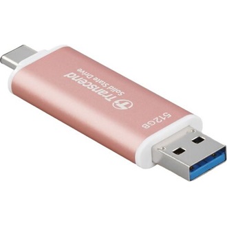 Transcend ESD310 512GB USB-A/C 3.2 Gen2 külső SSD rózsaszín