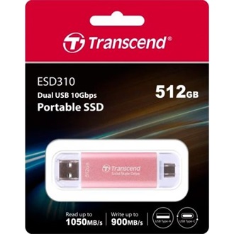 Transcend ESD310 512GB USB-A/C 3.2 Gen2 külső SSD rózsaszín