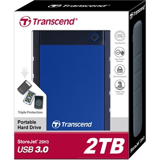 Transcend StoreJet 25H3P 2TB USB3.0 2,5" külső HDD kék