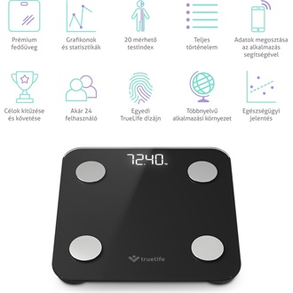 TrueLife FitScale W1 smart home Bluetooth személymérleg fekete