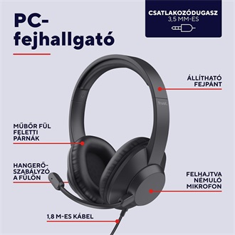 Trust Ayda Max fejhallgató headset fekete