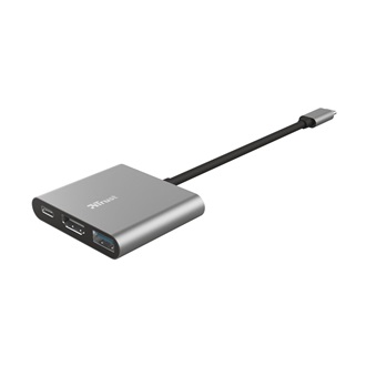 Trust Dalyx 3-in-1 USB-C 3.2 Gen2 -> 1db HDMI 1.4 1db USB-C PD 1db USB-A 3.0 M/F adapter ezüst