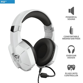 Trust GXT 323W Carus PS5 gaming fejhallgató headset fehér