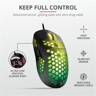 Trust GXT 960 Graphin USB optikai gaming egér fekete