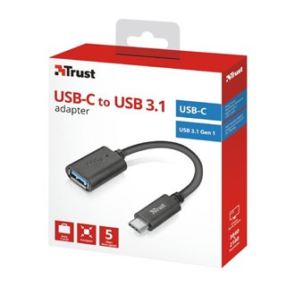 Trust USB-C 3.2 Gen1 -> USB-A 3.2 Gen 1 M/F adapter fekete