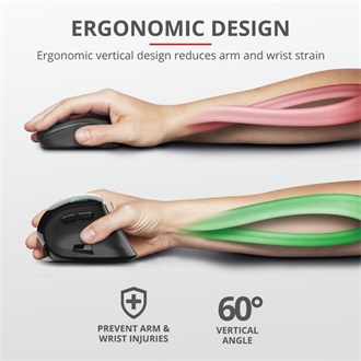 Trust Voxx Ergonomic optikai Bluetooth / vezeték nélküli vertikális egér fekete