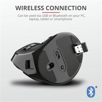 Trust Voxx Ergonomic optikai Bluetooth / vezeték nélküli vertikális egér fekete