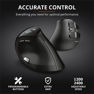 Trust Voxx Ergonomic optikai Bluetooth / vezeték nélküli vertikális egér fekete