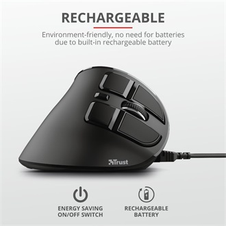 Trust Voxx Ergonomic optikai Bluetooth / vezeték nélküli vertikális egér fekete