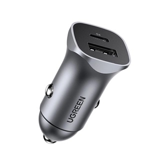 UGREEN CD130 autós töltő USB+Type-C aljzat 24W, gyorstöltő, SÖTÉTSZÜRKE