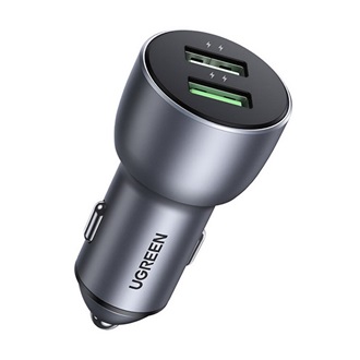 UGREEN CD213 autós töltő 2 USB aljzat 36W, gyorstöltő 3.0, SÖTÉTSZÜRKE