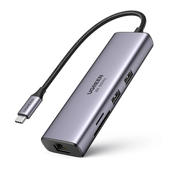 UGREEN CM512 Type-C HUB 7in1 elosztó, TF/microSD kártyaolvasó, SÖTÉTSZÜRKE
