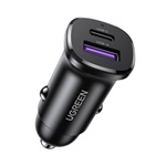 UGREEN EC305 autós töltő USB+Type-C aljzat 30W, PD gyorstöltő 3.0, FEKETE