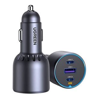 UGREEN EC703 autós töltő USB+2 Type-C aljzat 75W, PD gyorstöltő 3.0, FEKETE