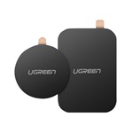 UGREEN LP123 öntapadós fémlap 2db mágneses autós tartóhoz ideális, négyzet + kör alakú, FEKETE