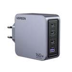 UGREEN NEXODE PRO hálózati töltő USB+3 Type-C aljzat (160W, GaN, PD gyorstöltő + Type-C kábel) SÖTÉTSZÜRKE