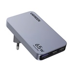 UGREEN NEXODE utazó töltő USB+2 Type-C aljzat (65W, GaN, PD gyorstöltő, slim, UK, EU) SÖTÉTSZÜRKE