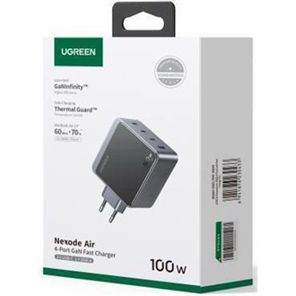 UGREEN Nexode S 100W univerzális hálózati töltő adapter szürke-fekete GaN