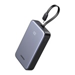 UGREEN PB505 vésztöltő USB+Type-C aljzat 20000mAh, LED kijelző + fix Type-C kábel, SÖTÉTSZÜRKE