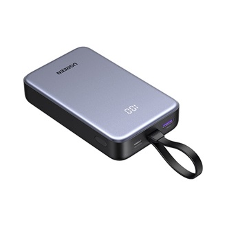 UGREEN PB505 vésztöltő USB+Type-C aljzat 20000mAh, LED kijelző + fix Type-C kábel, SÖTÉTSZÜRKE