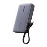 UGREEN PB551 powerbank Type-C+USB aljzat (20000mAh, 145W, PD gyorstöltő, LED kijelző + fix Type-C kábel) SÖTÉTSZÜRKE